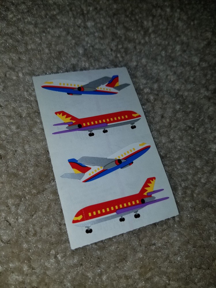 NOS Mrs Grossman’s RED AIRLINERS Stickers 2″ x 1-5/8″ Two Modules 1997 Airplane