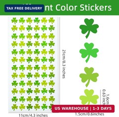 MixTeach Green Shamrock Stickers, 2160 Pcs, Paper, Self-Adhesive, for St. Patric