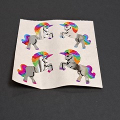 Vintage 1986 Sandylion foil shiny Unicorn Stickers Rearing Rainbow Mylar Mod