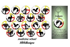 Bottle Cap Images Set of 18 (25mm) 1″ Precut ~ Animals Medicine Wheel inspired