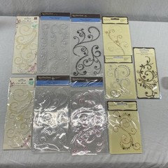 Swirl Swirls Flourish Bling AB Rhinestones Gems Recollections Stickers Lot Of 10