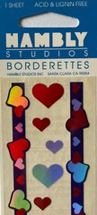 HEART RED/SILVER ON PURPLE Prismatic Borderette Stickers(14pc)Hambly •Valentines