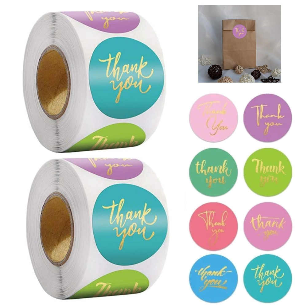 1000Pack 1.5″ Round Label Thank You for Gift Box Envelope Sealing Decoration