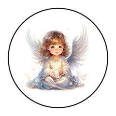 30 Christmas angel envelope seals, stickers labels, tags, round