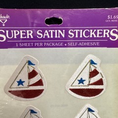 Vintage 1980s Red Blue Sailboats Balloons Super Satin Stickers NIP (d) New