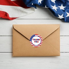 500 Pcs 1.5 Inch American Flag Thank You Stickers Round 4th of July Stickers