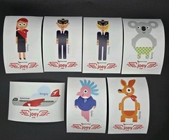 Lot of 7 Qantas Airways Joey Club Stickers Australia Airline