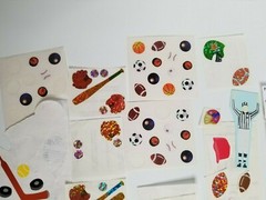 Vintage Sports Football Tennis Basketball Hockey Baseball Scrapbook Stickers