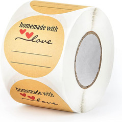 2 Inch Brown Kraft Stickers 500 Roll Homemade with Love Labels for Jars Crafts