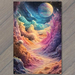STICKER Surreal Galaxy Trail Candy Colors Saturn Fantasy Planet Alien World