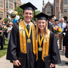 4 Pack Graduation Stole Sash and Award Medal Set 2026 Valedictorian Salutator