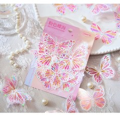 Butterfly Stickers Pack 20 Pcs Laser Glisten Creativity Decorative Collage Hand