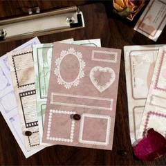 32Pcs Retro Tags Stamp Frame Paper Stickers Junk Journal Card Scrapbook Supplies