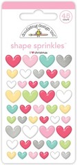 Doodlebug Sprinkles Puffy Stickers I Heart Christmas Colorful Hearts Various Szs