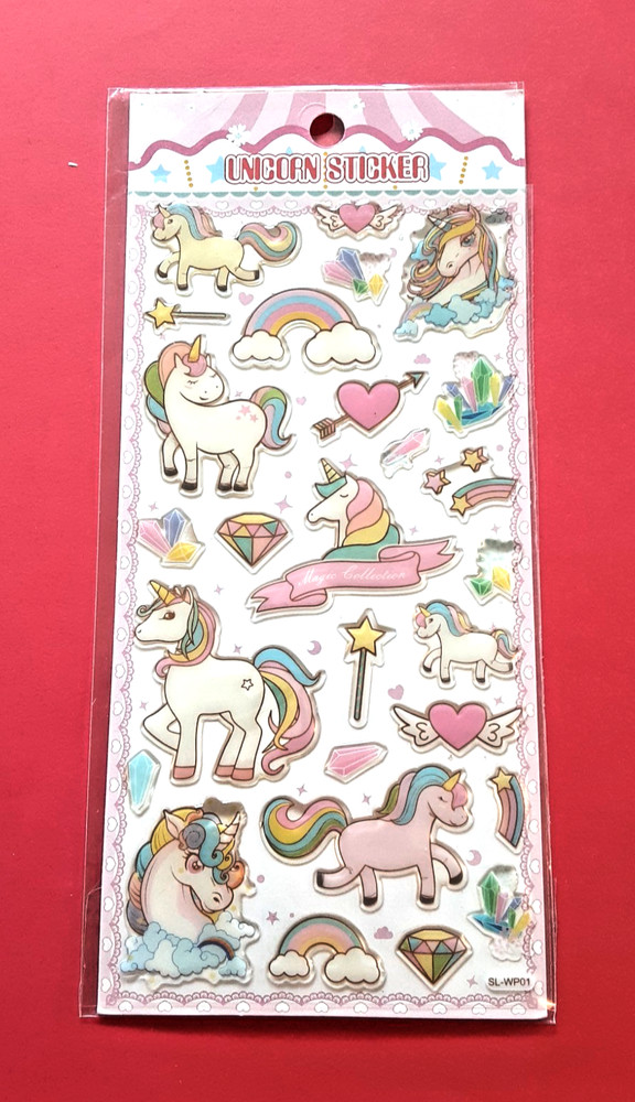 Kawaii epoxy unicorns 3D sticker pkg (free ship $20 min US only)