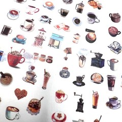 Coffee Drink Washi Paper Stickers 6 Sheets Scrapbooking Planners Journaling