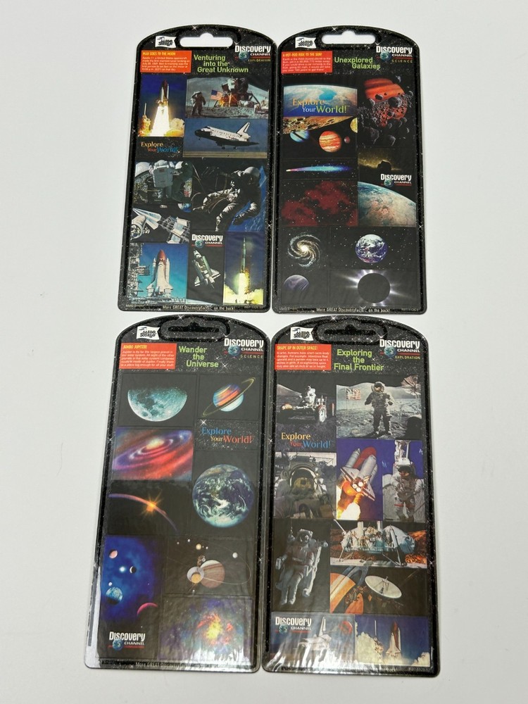 4 Discovery Channel Science Sticker Sheets Space Exploration Shuttle Planets NEW