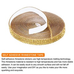 0.35 Inch Self Adhesive Rhinestone Strips 3 Yard for Crafts,Light Gold