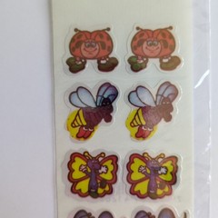 vintage Metallic Iridescent Cartoon Bugs Lady Bug Bee Caterpillar sticker sheet