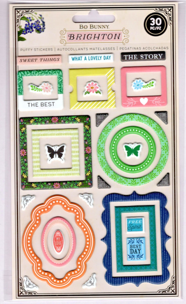 Bo Bunny BRIGHTON MINI FRAMES (30) PUFFY STICKERS scrapbooking