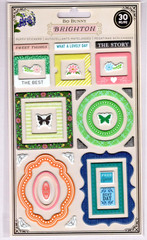 Bo Bunny BRIGHTON MINI FRAMES (30) PUFFY STICKERS scrapbooking
