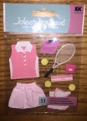 RARE Jolees Tennis Uniform Court Racquet Ball Shoes Sports 3D Scrapbook Stickers