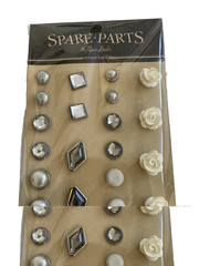 4 Packs Of Spare Parts Antique Brads Red, Pink, White, Silver – 80 Pieces Total