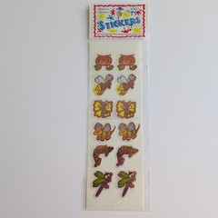 vintage Metallic Iridescent Cartoon Bugs Lady Bug Bee Caterpillar sticker sheet