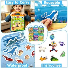 HOT FOX 6 Pack Reusable Sticker Book, Jelly Sticker Book for Kids, Suitable f…