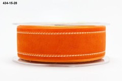 MAY ARTS RIBBONS~SHEER ORANGE RIBBON W/WHITE STITCHED EDGES~ 1.5 INCH X 1 YARD!