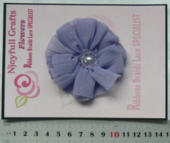 Ruffled Organza Layered LAVENDER Flower with Centre 65-70 mm Single MH DB NJC