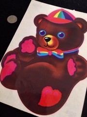 Vintage 80’s Lisa Frank JUMBO Sticker- Classic Teddy Bear 1984 7″ x 10″ RARE