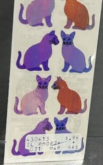 Rare Vintage Stickers NIP Sandy Lion Mother Of Pearl Opal Iridescent Kitty Cats