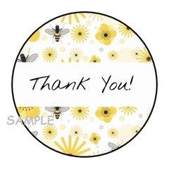 30 THANK YOU BEES AND FLOWERS ENVELOPE SEALS LABELS STICKERS 1.5″ ROUND GIFTS