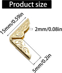 100PCS 15mm (3/5″) Gold Metal Book Corner Protectors, Vintage Photo & Scrapbook