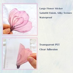 Large Flower Stickers – 30 Pcs Big 4″ Clear PET Floral Stickers for Ink