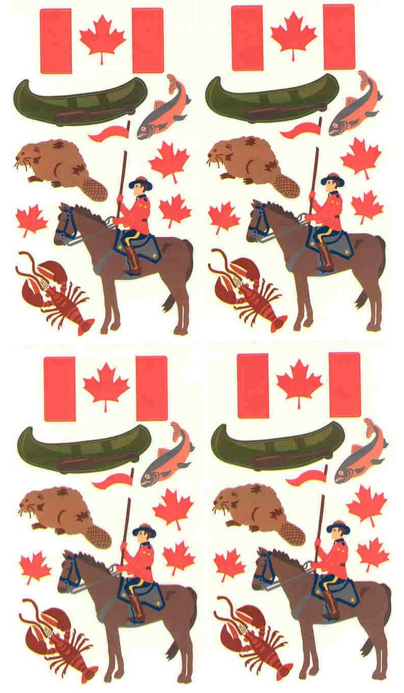 Canada Travel Stickers – Flag, RCMP, Maple Leaf, Beaver, Fish, Canoe, Lobster