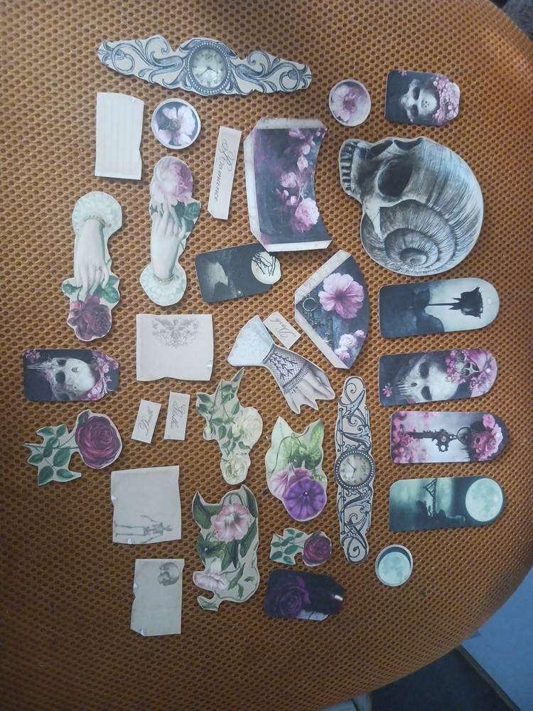32PC Gothic Love DARK Skull Goth Junk Journal Die Cut Tag Scrapbook Bridgerton