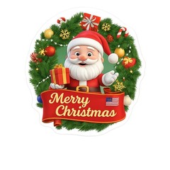 Christmas Santa Stickers – 1.5” Circle – 4 Sheets – Merry Christmas Labels
