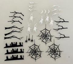 Tim Holtz Halloween Vault Die Cuts * Fright Night * 3 Sets * Black and White