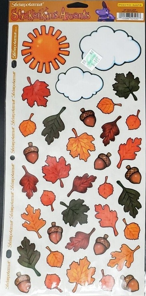 Autumn Fall Colored Leaves Orange Red Brown Acorns Sun Stickopotamus Stickers
