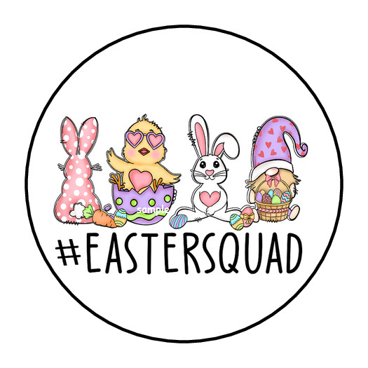 30 EASTER STICKERS ENVELOPE SEALS LABELS 1.5″ ROUND EASTER SQUAD