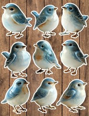 Ceramic Blue Bird Die Cut Vinyl Stickers Set Scrapbooking Laptop Waterbottle