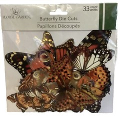 2 Packs Floral Garden Butterfly Die Cuts Multi-Sized Green (32) Orange (33)