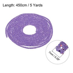 5 Yard 7mm Glitter Sequins Rope Sequins Rhinestone Cord Clear Purple