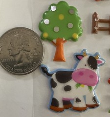 PUFFY FOIL FARM ANIMAL Stickers(19pc)Cow•Chicken•Pig •Barn•Horse•Card Making•