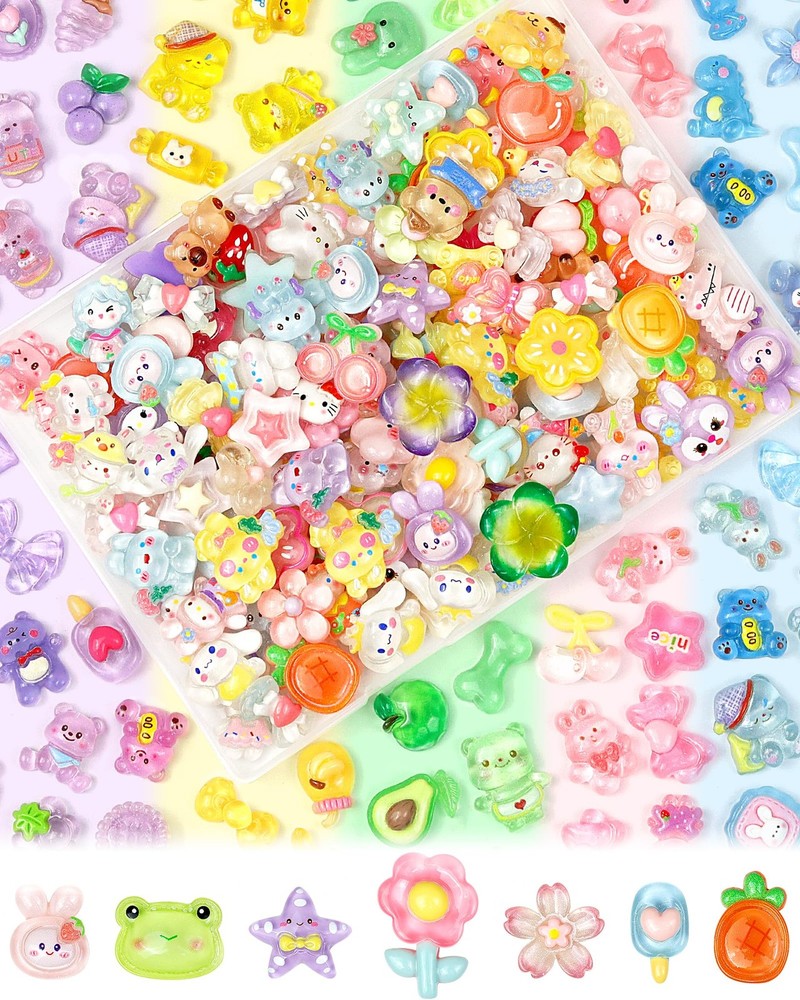 100PCS FIVEIZERO Cute Slime Charms Bulk Set – 0.6-1.2 inches, Mixed Color
