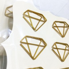 CraftSmart Diamond Gem Paper Clips 12 Gold Designer Fashion Planner Accessory