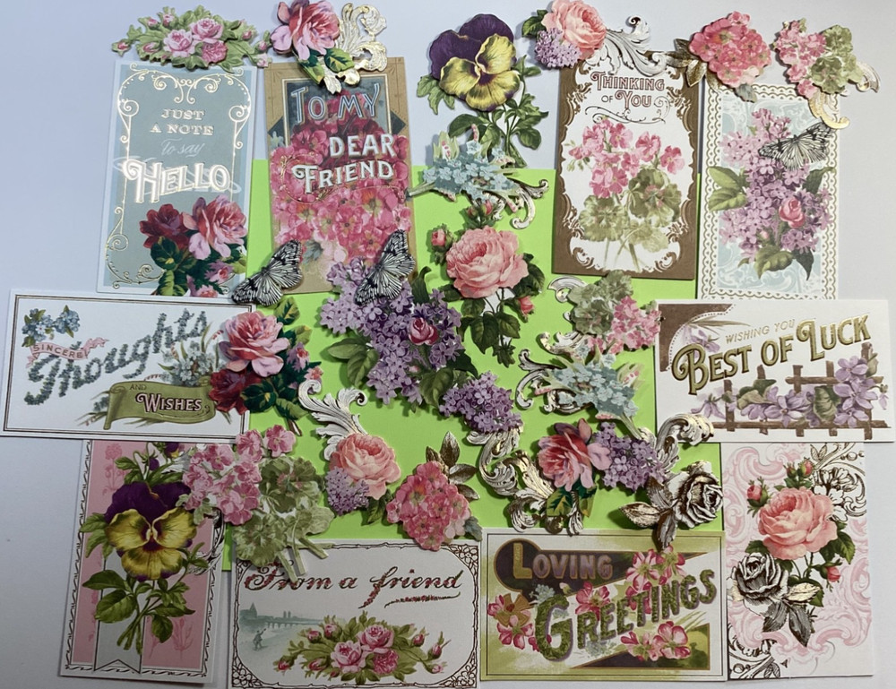 Anna Griffin Antique Greeting Postcard Embellishment Stickers 30 Pieces