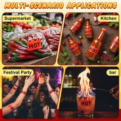 1000 Pcs Fluorescent Red Flame Animal Heat Stickers for Rave, Carnival & Shops